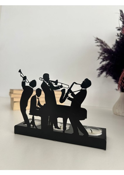 Jazz Grubu Temalı Metal Dekoratif Mumluk fırsatları