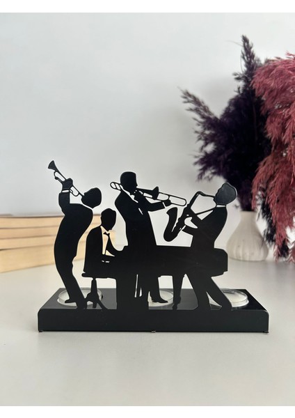 Jazz Grubu Temalı Metal Dekoratif Mumluk indirimleri