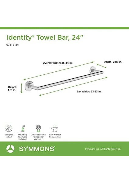673TB-24 24 Inç Cilalı Krom Duvara Monte Havlu Çubuğu modelleri