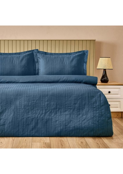Soft Dobby Weave Çift Kişilik Nevresim Takımı - Indigo