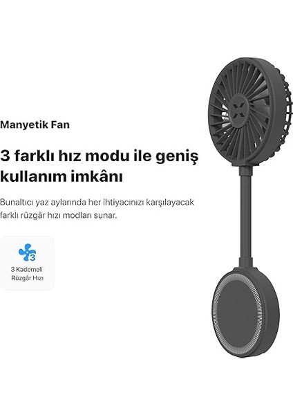 Smart Manyetik Fan Taşınabilir Vantilatör USB Type-C Şarj Edilebilir Ultra Sessiz 3 Hız Kademeli Soğutucu Magsafe Uyumlu Telefon Fanı (Gri) X6104 indirimleri