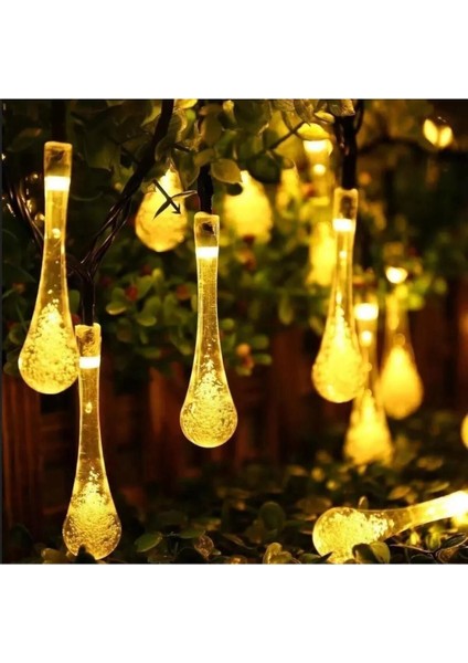 Güneş Enerjili 30 LED Sarı Solar Bahçe Aydınlatma – Su Damlası LED Lamba, Dış Mekan Dekor fiyatları