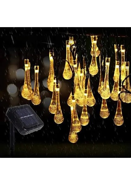 Güneş Enerjili 30 LED Sarı Solar Bahçe Aydınlatma – Su Damlası LED Lamba, Dış Mekan Dekor modelleri