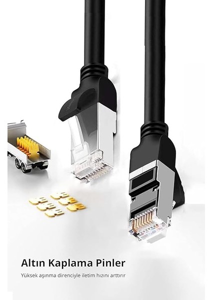Cat6 Saf Bakır Metal Konnektör Ethernet Kablosu Siyah 1 Metre modelleri