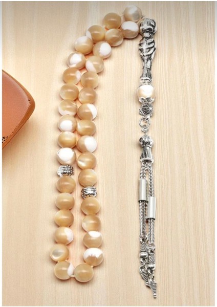 Orijinal Sedef Taşı Gerçek Doğal Taş Tesbih 33’lü Yuvarlak Kesim