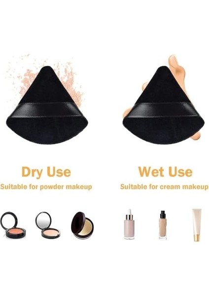 Xspring Pudra Pufu, 6 Parça Yüz Üçgen Makyaj Pufu, Yumuşak Yıkanabilir Velur Fondöten Pufu, Pudra ve Mineral Tozlar Için, Saklama Kutusu Hediyeli, Makyaj Aracı (Siyah) modelleri