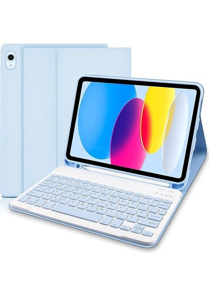 Ipad (A16) 10. Nesil 2022/2025 Uyumlu Bluetooth Türkçe Q Klavyeli Kılıfı (Tablet Değildir)