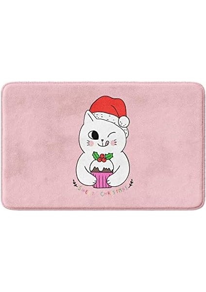 Sevimli Tasarımlı Yılbaşı Dekoru Paspası, Kaymaz Taban, Yıkanabilir, Yeni Yıl Paspası (283_BPSM, 2li Takım 40X60_50X80) modelleri