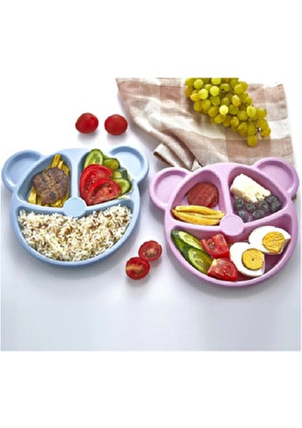 Ayıcık Şekilli Mama Tabağı 20 cm Çapında Mavi Renkli Güvenli Kullanım modelleri