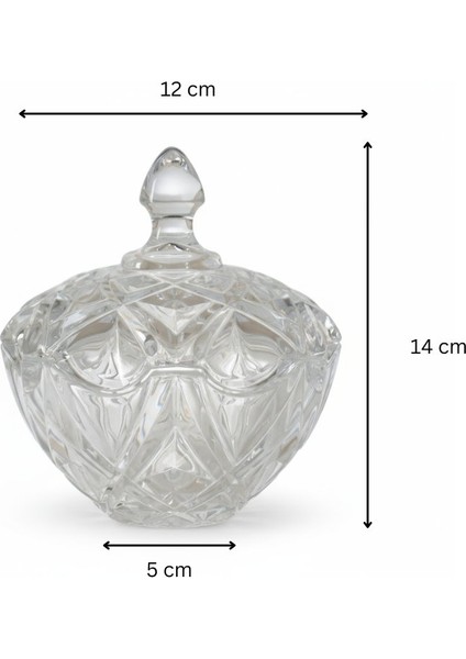 Lora Kristal Desen Kapaklı Parlak Cam Şekerlik 14X12 cm fiyatları