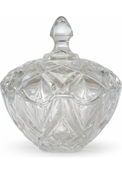 Lora Kristal Desen Kapaklı Parlak Cam Şekerlik 14X12 cm fırsatları