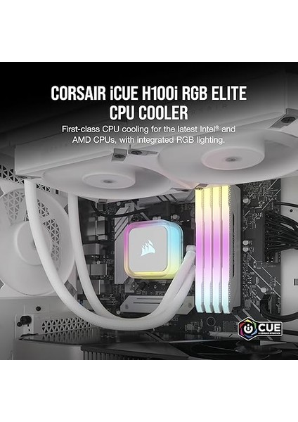 H100I Rgb Elite Sıvı Cpu Soğutucu - 240 mm Aıo - AF120 Elite Pwm Fan - Intel® Lga 1700, 1200, 2066, Amd® Am5 & Am4 Soket - Beyaz modelleri