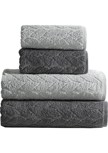 Home Sarmaşık Çift Renk Banyo Havlusu, 4'lü Paket 2 Parça (70X140),2 Parça (50X90) Yumuşak ve Emici, Kaliteli Günlük Kullanıma UYGUN%100 Pamuk Havlu (Antrasit-Gri)