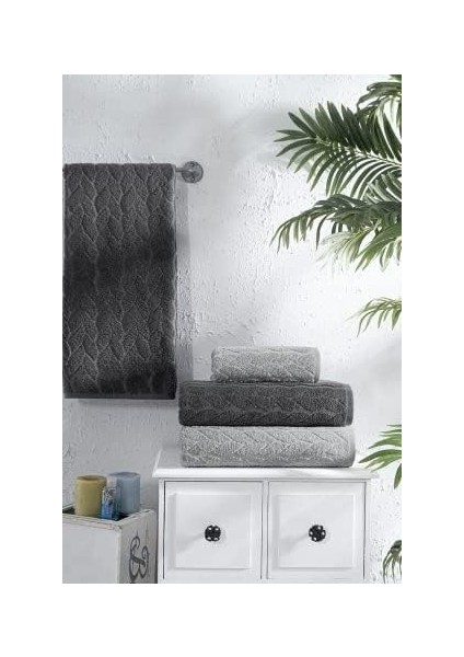 Home Sarmaşık Çift Renk Banyo Havlusu, 4'lü Paket 2 Parça (70X140),2 Parça (50X90) Yumuşak ve Emici, Kaliteli Günlük Kullanıma UYGUN%100 Pamuk Havlu (Antrasit-Gri) fırsatları