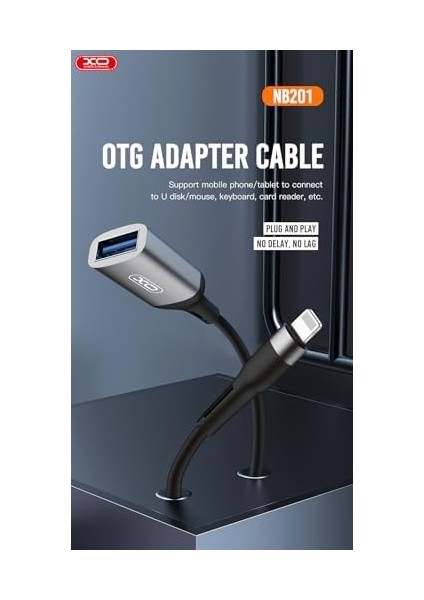 Xo Lightning To USB Otg Adaptör – Metal Gövde, U Disk/mouse/klavye Desteği, Dosya Transferi, Tak Çalıştır, NB201, (Otg Olan Cihazlarda Çalışır), Siyah modelleri