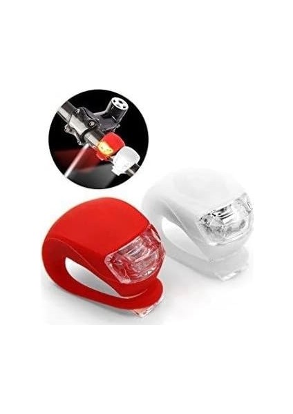 Sports 2'li Set Silikon Bisiklet Ikaz Uyarı Işığı 3 Farklı Yanma Modu, Kırmızı Beyaz fiyatları