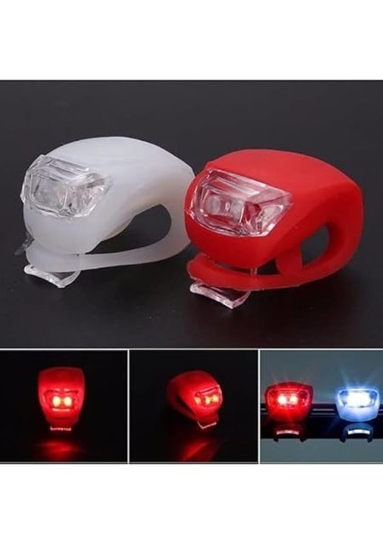 Sports 2'li Set Silikon Bisiklet Ikaz Uyarı Işığı 3 Farklı Yanma Modu, Kırmızı Beyaz modelleri
