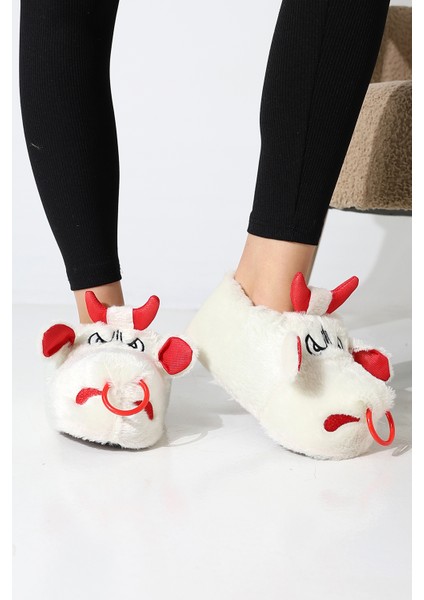 Hayvanlı B20 Boğa Modelli Kışlık Kadın Erkek Panduf Ev Içi Sessiz Taban Panduf modelleri