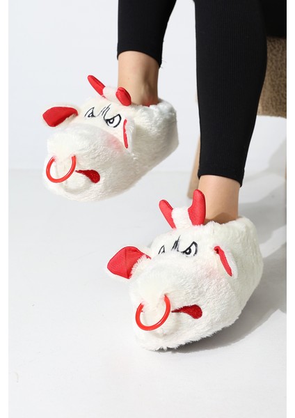 Hayvanlı B20 Boğa Modelli Kışlık Kadın Erkek Panduf Ev Içi Sessiz Taban Panduf fırsatları