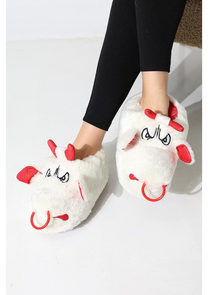 Hayvanlı B20 Boğa Modelli Kışlık Kadın Erkek Panduf Ev Içi Sessiz Taban Panduf indirimleri