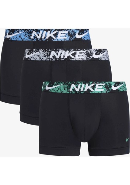 Dri Fit Ultra Stretch 3 Pack Micro 3 Lü Paket Kısa Boxer Siyah 3 Renk Bantlı
