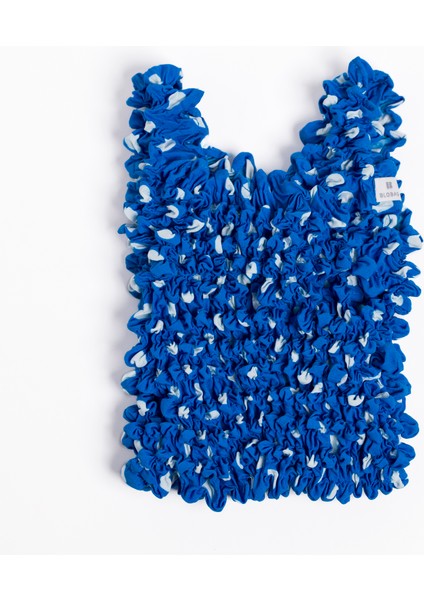 Genişleyen Puantiyeli Mavi Alışveriş Çantası