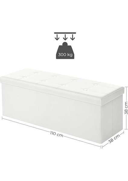 Tabure 120 Litre, Saklama Kutusu, Tabure, Katlanabilir, 300 Kg'a Kadar Yük, Sentetik Deri Kapak, Döşemeli, Beyaz LSF702 modelleri