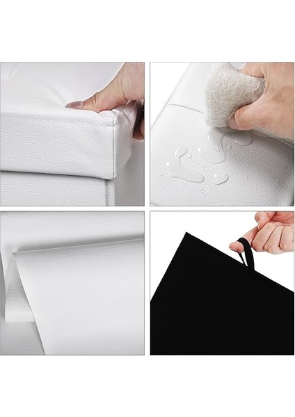 Tabure 120 Litre, Saklama Kutusu, Tabure, Katlanabilir, 300 Kg'a Kadar Yük, Sentetik Deri Kapak, Döşemeli, Beyaz LSF702 indirimleri