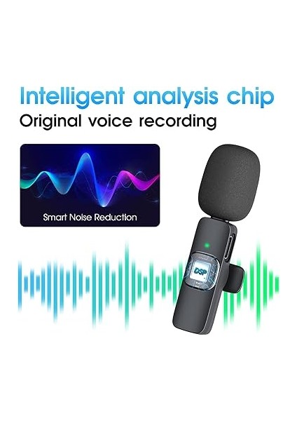 Profesyonel Kablosuz Yaka Mikrofonu iPhone Ipad, Plug-Play 2.4g Ultra Düşük Gecikme-Dahili Gürültü Azaltma Çip Yaka Mikrofon Röportaj, Podcast, Vlog, Youtube modelleri