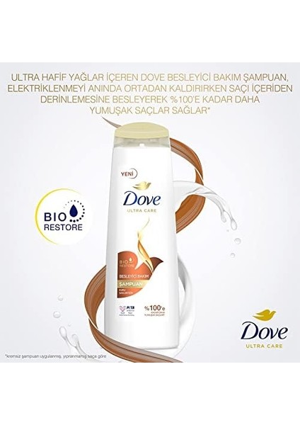 Dove Ultra Care Saç Bakım Şampuanı Besleyici Bakım Kuru Saçlar Için 400 ml