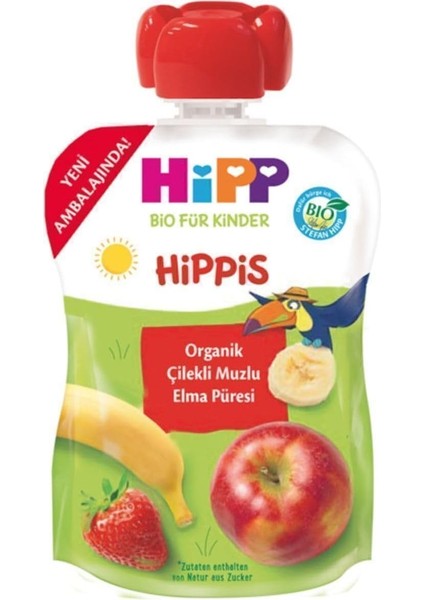Hipp Organik Çilekli Muzlu Elma Püresi 100 gr