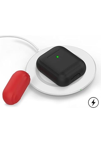 Airpods 1 & 2 Nesil Uyumlu Silikon Kılıf – Darbe Emici, Yumuşak Mat Doku, Kaymaz Yüzey, Yedek Kapak Hediyeli – Şarj Giriş Uyumlu Koruyucu Kılıf Siyah modelleri