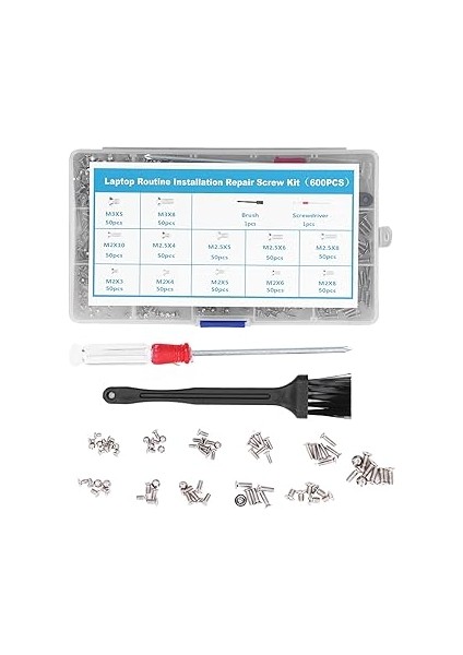 600 Adet Bilgisayar Vidaları, Dizüstü Dizüstü Bilgisayar Yedek Vidalar Kiti Mikro Düz Kafa M2 M2.5 M3 Tornavida Fırçası ile (Seri) fiyatları