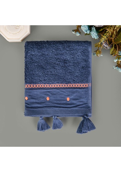 Soft Piene El Havlusu - Lacivert / Kiremit - 30X50 cm