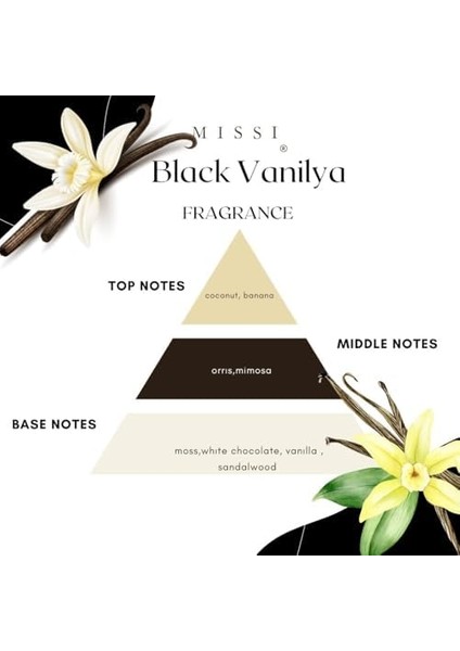 Large Siyah Ahşap Fitilli Black Vanilya Vegan Mum (8x8 Cm)