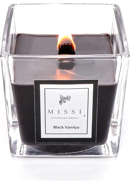 Large Siyah Ahşap Fitilli Black Vanilya Vegan Mum (8x8 Cm) fiyatları