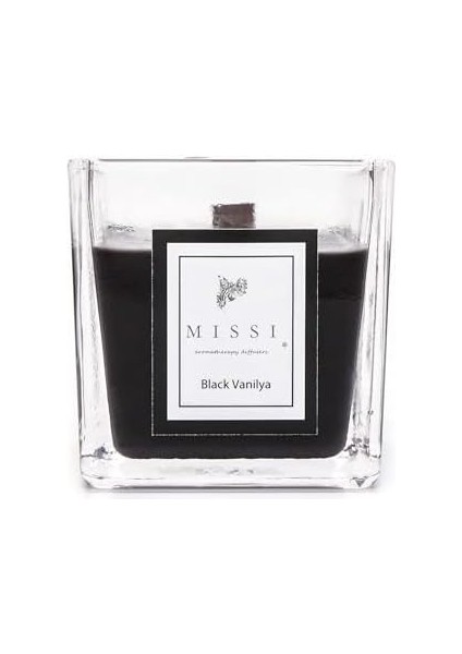 Large Siyah Ahşap Fitilli Black Vanilya Vegan Mum (8x8 Cm) modelleri