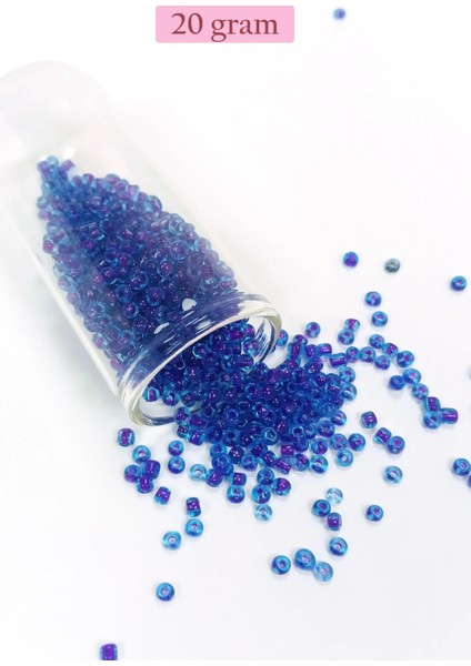 Litaetrend Dökme Cam Kum Boncuk (8/0) 3 mm - 20 Gram - Şeffaf Koyu Mavi - BNC161