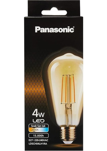 E27 Fil ST64 Lamba, Sıcak Sarı Işık 4W 360LM 2000K Gold fırsatları