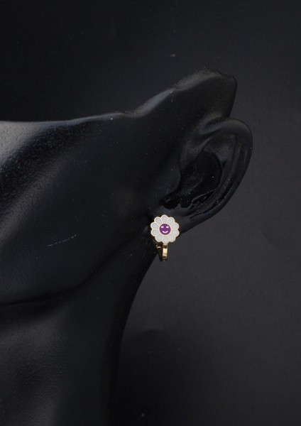 Mor Papatyalı 14 Ayar Altın Çocuk Küpesi fiyatları