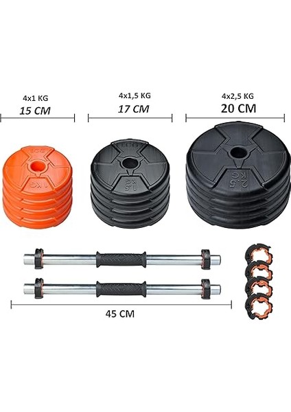 21 kg Dambıl Seti Turuncu Siyah fırsatları