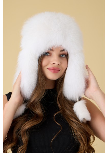 Hakiki Deri Gerçek Kürklü Kulaklıklı Kışlık Şapka