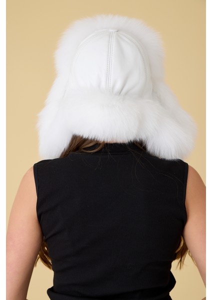 Hakiki Deri Gerçek Kürklü Kulaklıklı Kışlık Şapka