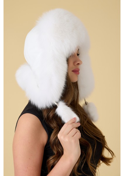 Hakiki Deri Gerçek Kürklü Kulaklıklı Kışlık Şapka