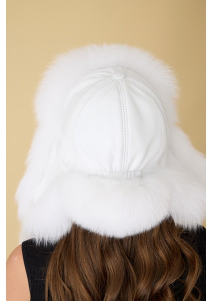 Hakiki Deri Gerçek Kürklü Kulaklıklı Kışlık Şapka