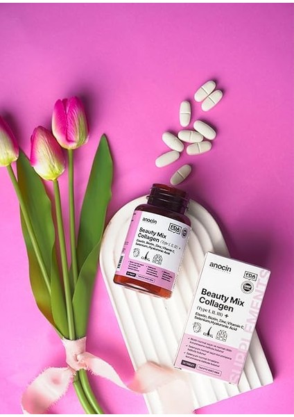 Beauty Mix Collagen Tip I,ıı,ııı +Elastin,biotin,zinc, Vitamin C, Selenyum, Hyaluronic Acid, Kolajen indirimleri