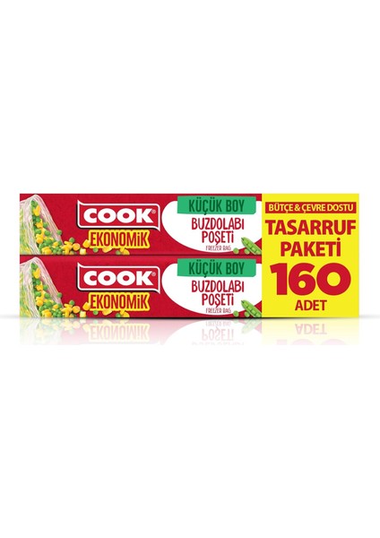 Cook Ekonomik Küçük Buzdolabı Poşeti 20 x 30 Cm, 160 Yaprak, 15&apos;li