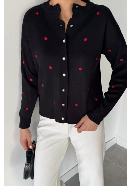 Kadın Kalp Nakışlı Triko Hırka (S-M-L Uyumludur) P-00018885 modelleri