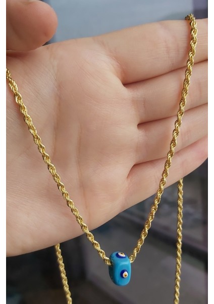 925 Ayar Gümüş 24 Ayar Altın Kaplama Halat Kolye