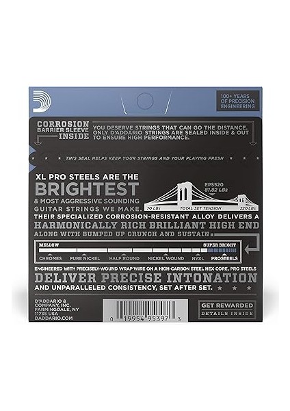 EPS520 Elektro Gitar Tel Seti, Xl, 9-42, Long Scale, fiyatları